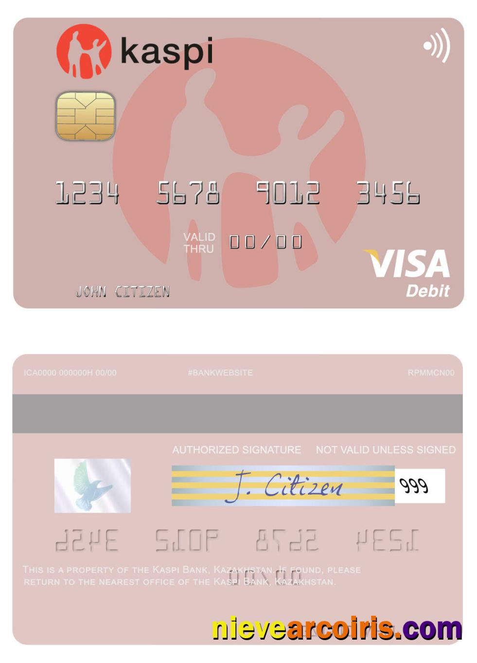 Kazakhstan Kaspi Bank visa debit card